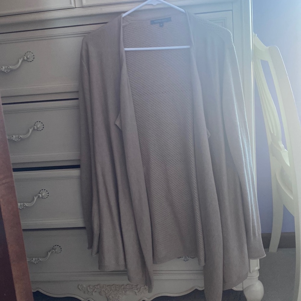 beige open front cardigan